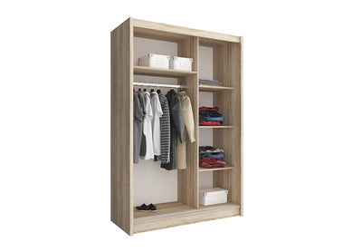 Wiki Sliding Door Wardrobe 130cm [Oak] - Interior Layout 2