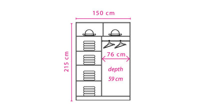 Effect 2 Sliding Door Wardrobe 150cm