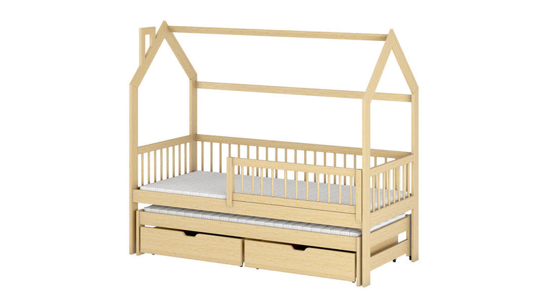 Wooden Single Bed Papi With Trundle