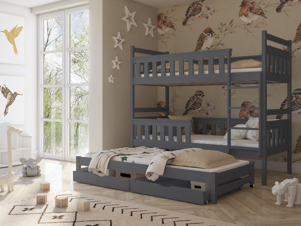 Wooden trundle online bunk bed