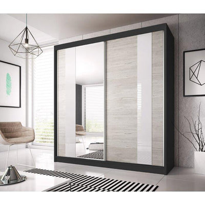 Multi 32 Sliding Mirror Door Wardrobe 203cm